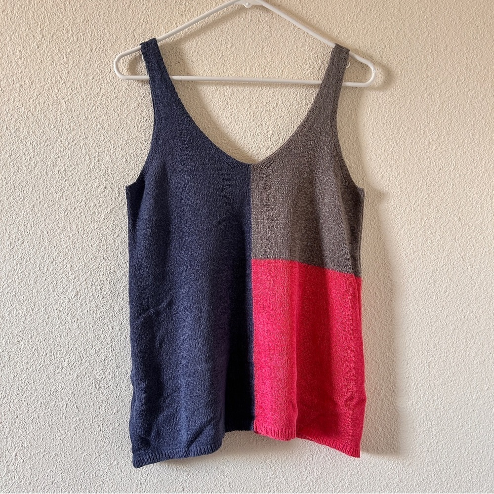 Fine Knit Color Black Tank Top Women’s Large Coastal Pullover Stretchy Summer